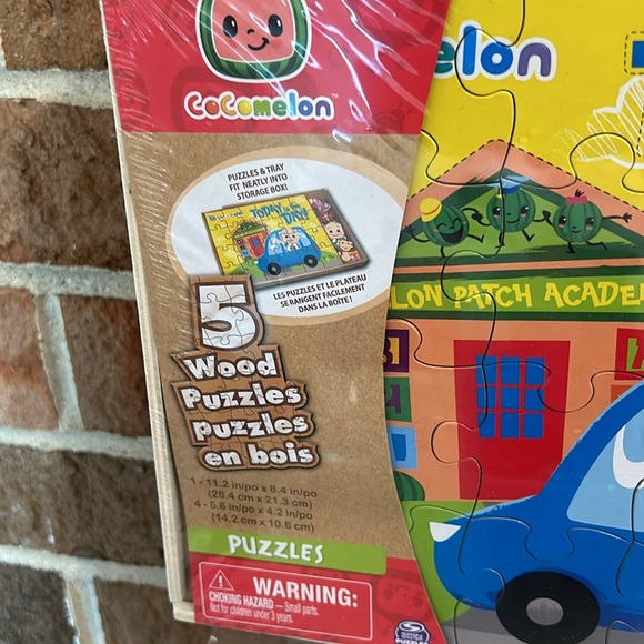 Cocomelon 5 Wood Spin Master Puzzles in Wooden Storage Box BRAND NEW Sealed - Picture 2 of 3